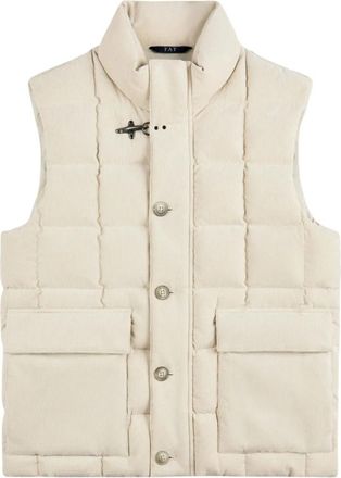 Fay Ribbed Velvet Down Vest - Heren - Bodywarmers - Beige - M - Jassen