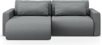 Cosmopolitan Design Sof&aacute; cama esquinero con ba&uacute;l 3 plazas tejido estructural gris