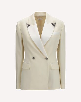 Versace Blazer in lana elasticizzata con revers ricamati Woman 42
