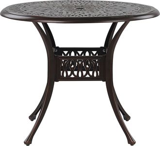 Beliani Beliani - Mesa De Comedor De Jard&iacute;n Marr&oacute;n De Aluminio Redonda &Oslash; 90 Cm Estilo Vintage Ancona