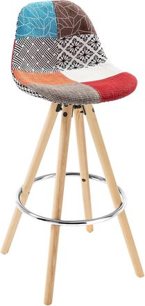 Woltu Woltu 1x Taburete De Bar Con Respaldo Marco De Madera Maciza Muebles Cocina Taburete Alto Para Cocina Bar, Tela, Multicolor