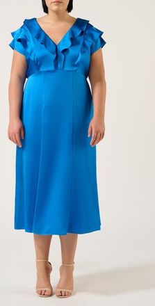 Estelle Poseidon Ruffle Trim Cocktail Dress in Cobalt at Nordstrom, Size 16W