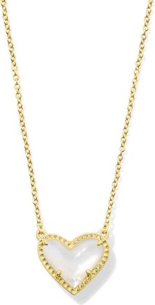 Kendra Scott Womens Ari Heart Pendant Necklace In Ivory Mother Of Pearl
