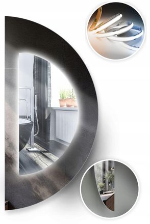 OEM Specchio Illuminato A Led Fi 80 Semicircolare Con Lati Smussati E Fibra Ottica Cob