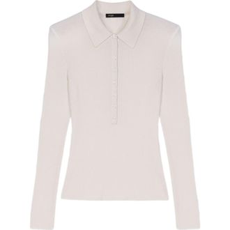 Maje Ribbed polo sweater in Ecru at Nordstrom, Size X-Small