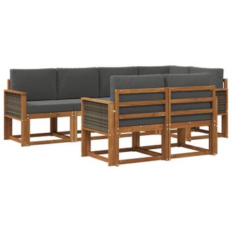 vidaXL Conjunto De Sof&aacute;s De Exterior 7 Pcs Natural Y Antracita Vidaxl