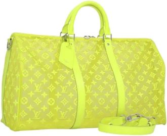 Louis Vuitton Tweedehands Canvas Louis Vuitton tassen - Dames - Vintage Weekendtas - Geel - ONE Size - Leer - Vintage