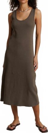 perfectwhitetee Edith Heavy Rib High Neck Dress In Olive