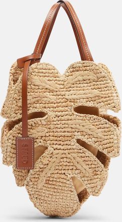 Staud Borsa a mano Palm in rafia con pelle