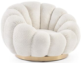 BIZZOTTO 360&deg; drehbarer Design Sessel Florel, Boucl&eacute; Ecru