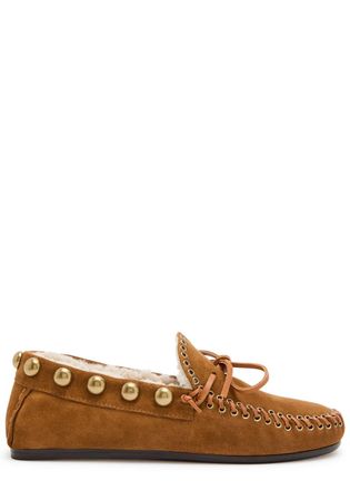 Isabel Marant Fitza Studded Shearling and Suede Loafers - Camel - 37 (IT37/ UK4)