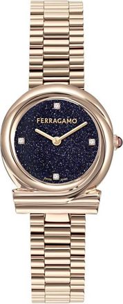 Ferragamo Gancini Twisted Quartz Diamond Blue Dial Ladies Watch SFVB00624