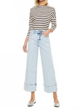 Kancan Kassie Essentials Crop Wide Jeans In Light Blue