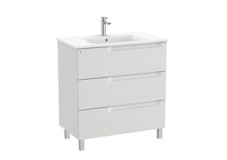 Roca Roca - Pack Unik Mueble De 3 Cajones + Lavabo En El Centro Aleyda Color: Gris Piedra - Medidas: 805x460x740 Mm