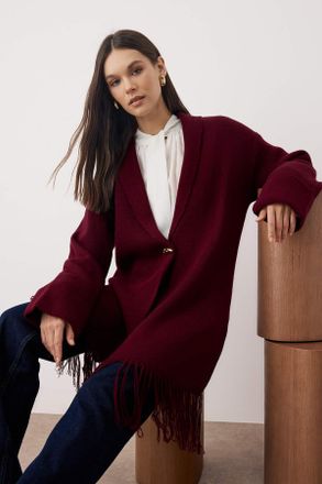 Trendyol Modest Paars Effen Lang Oversized Modest Vesten
