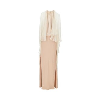Alberta Ferretti Enver Satin long dress with chiffon cape Woman 40