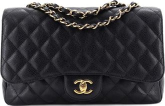 Chanel Classic Single Flap Bag Quilted Caviar Jumbo shoulder bag - Black