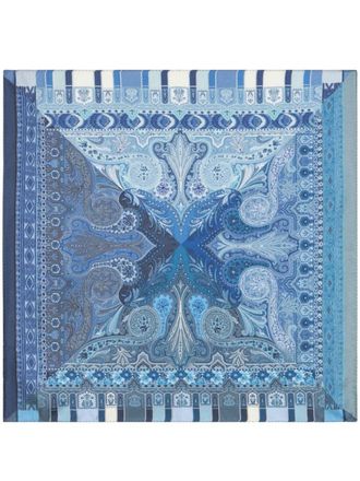 Etro paisley-print silk pocket square - Blue