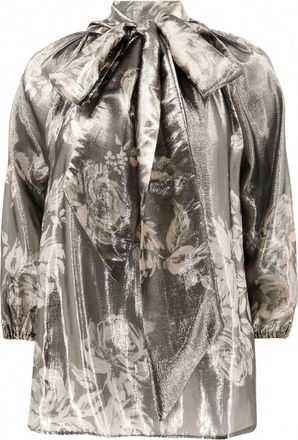 Christy Lynn Womens Tamara Silk Tie Neck Blouse In Black