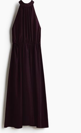 H&M Langes Neckholderkleid - Dunkellila