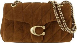 Coach Tassen, Dames, Bruin, ONE Size, Su&egrave;de, Gewatteerde Su&egrave;de Schoudertas Bruin