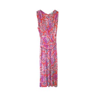 Etro Paisley Print Sleeveless Draped Dress Size M
