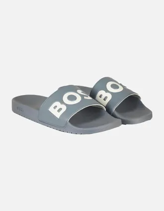 HUGO BOSS Mens BOSS Aryeh Sliders, Open Blue - Grey - Size: 10