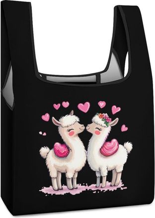 Generic Loves Llamas Shopping Bag Reusable Grocery Tote Bag Foldable Handbag for Travel Picnic
