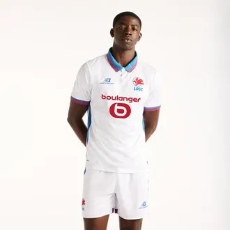 New Balance Uomo LOSC Lille 26/27 Away Short Sleeve Jersey in Bianco/Blu/Rosso, Poliestere, Taglia XL