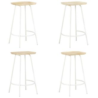 vidaXL Asientos De Bar 4 Pcs De Manguera Masiva De Madera