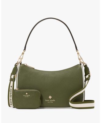Kate Spade New York Womens Emma Colorblock Pebbled Leather Medium Shoulder Bag - Dark Green - One Size