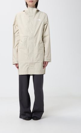 The North Face Giacca a vento in nylon al ginocchio con cappuccio e logo