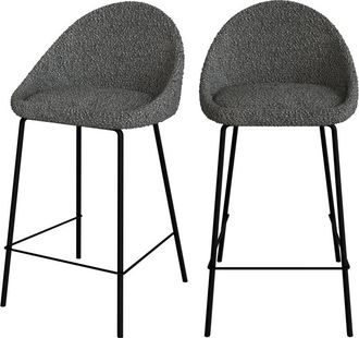 Rendez-Vous Déco Set de 2 sillas para isla de cocina en tela gris 65 cm
