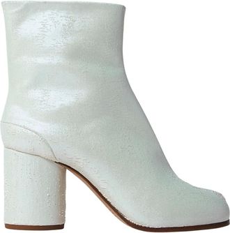 Maison Margiela Schoenen, Dames, Wit, 40 EU, Suède, Verontruste Suède Tabi Enkellaarzen