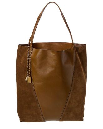 Chlo&eacute; Spin Large Leather & Suede Tote
