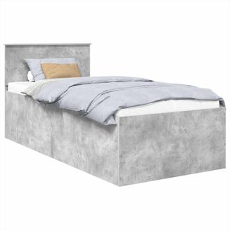 vidaXL Estructura De Cama Con Cabecera Gris Concreto 120 X 200 Cm Vidaxl