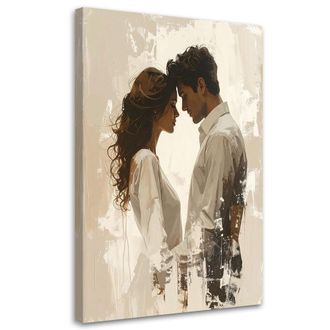 Feeby Cuadro En Lienzo Pareja Rom&aacute;ntica En Beige Claro Y Textura Suave 80x120