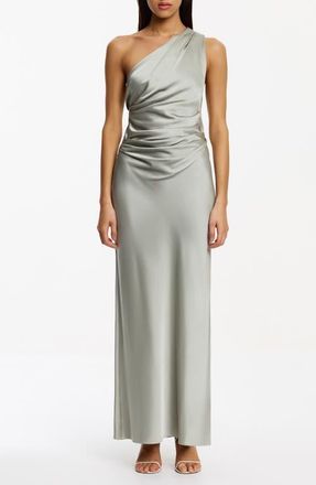 Significant Other Angela One Shoulder Satin Gown in Sage at Nordstrom, Size 10 Us