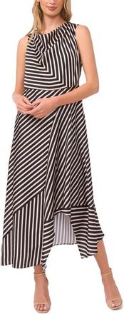 Vince Camuto Stripe Cowl Neck Sleeveless Maxi Dress in Rich Black at Nordstrom, Size 4