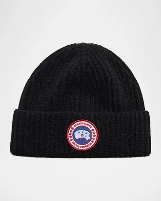 Canada Goose Men & apos;s Logo Merino-Wool & Cashmere Beanie