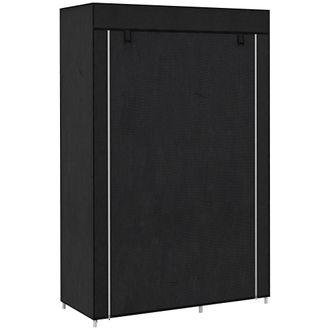 HOMCOM Fabric Wardrobe W/ Shelves Hanging Rail Foldable Closets Black | TJ Hughes