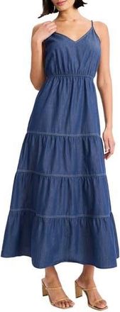 Maggy London Tiered Chambray Sundress in Denim at Nordstrom Rack, Size X-Small