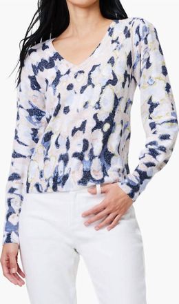 Nic+Zoe Rolling Clouds Sweater In Blue Multi