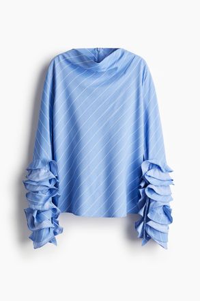 H&M Bluse mit &Auml;rmelvolants - Blue