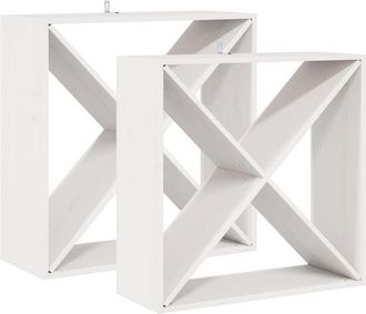 vidaXL Wine Rack 2 pcs White 62 x 25 x 62 cm Solid Pine Wood vidaXL