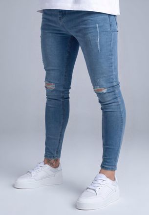 Siksilk Jeans Skinny Ajustados Azul Lavado Desgastado Hombre 38