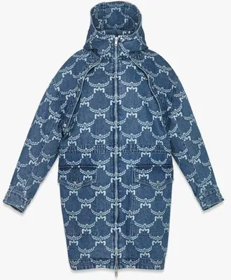 MCM Lauretos Monogram 2-in-1 Denim Parka in Indigo at Nordstrom, Size Medium