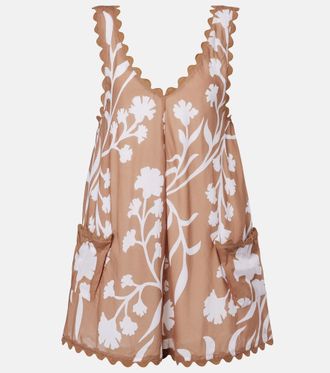 Juliet Dunn Floral scalloped cotton minidress