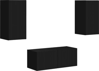 vidaXL Conjunto De Mueble De Tv 6 Uds. Negro Madera De Ingenier&iacute;a Vidaxl