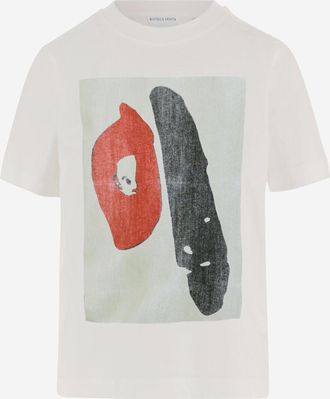 Bottega Veneta Mens Cotton T-Shirt With Print White T-Shirts And Polos